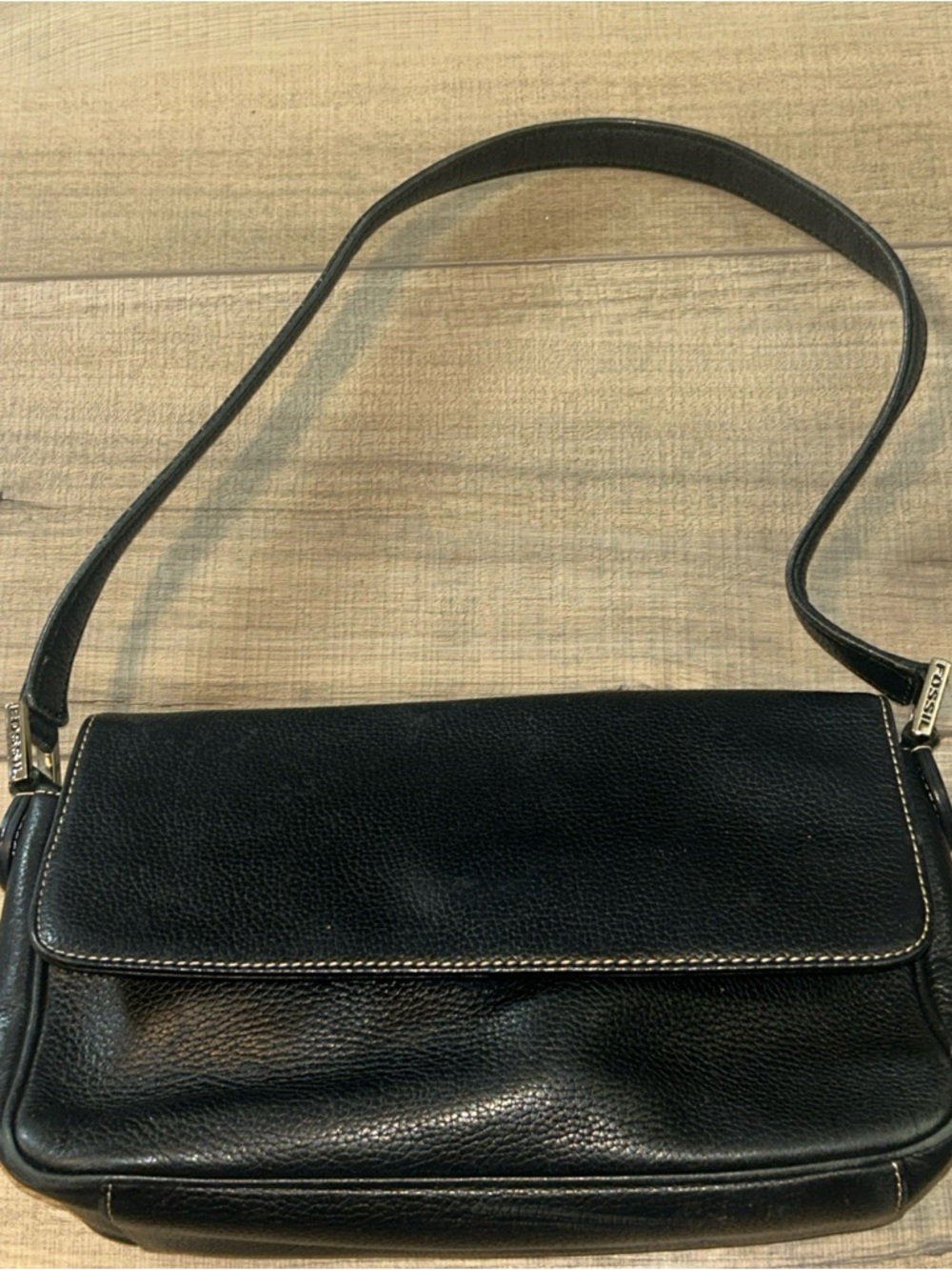 Vintage Pebbled Leather Fossil Purse Shoulder Bag Y2K Black Supple Capsule Y2K